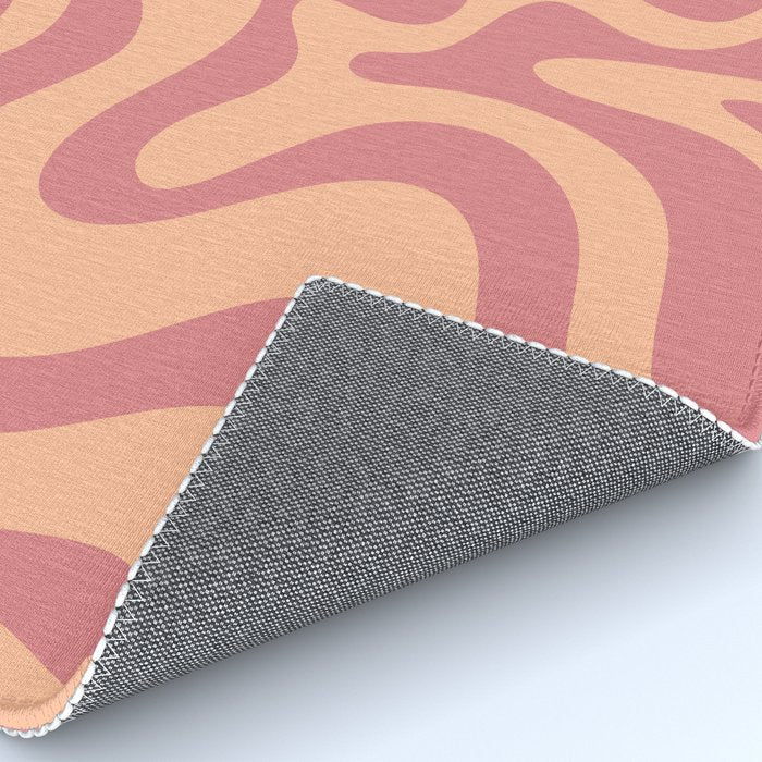 Retro Liquid Swirl Abstract Pattern Peach and Plum Rug Gallery Image 4