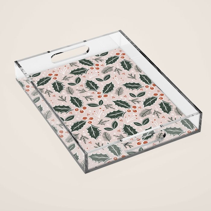 Holly-days . Light Blush Acrylic Tray Gallery Image 1