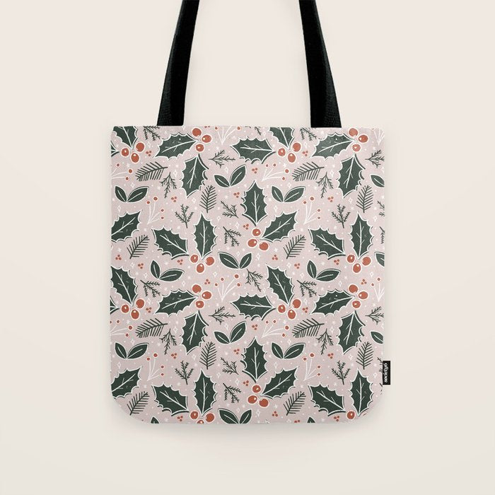 Holly-days . Light Blush Tote Bag Gallery Image 1