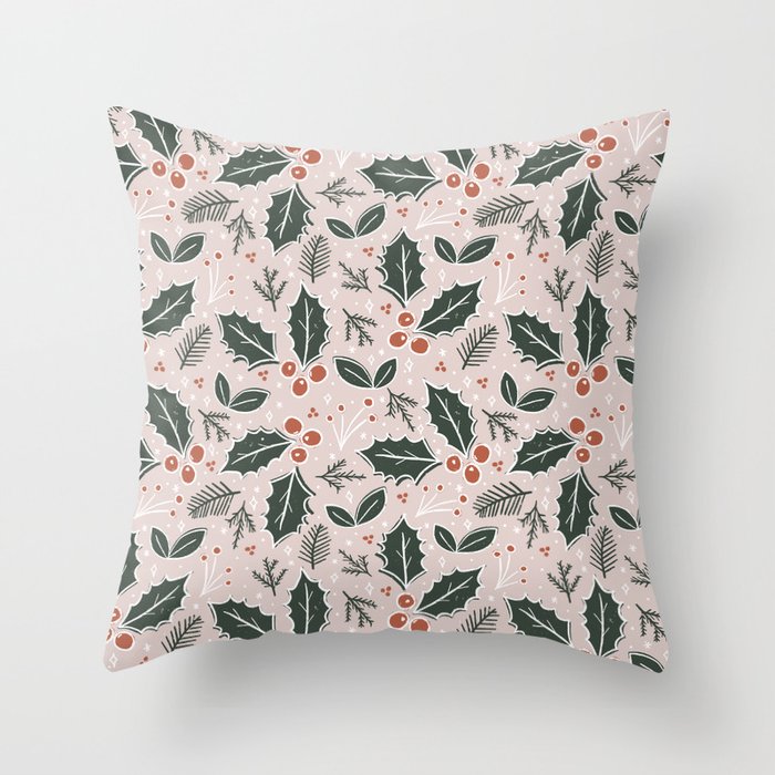 Holly-days . Light Blush Throw Pillow Gallery Image 6