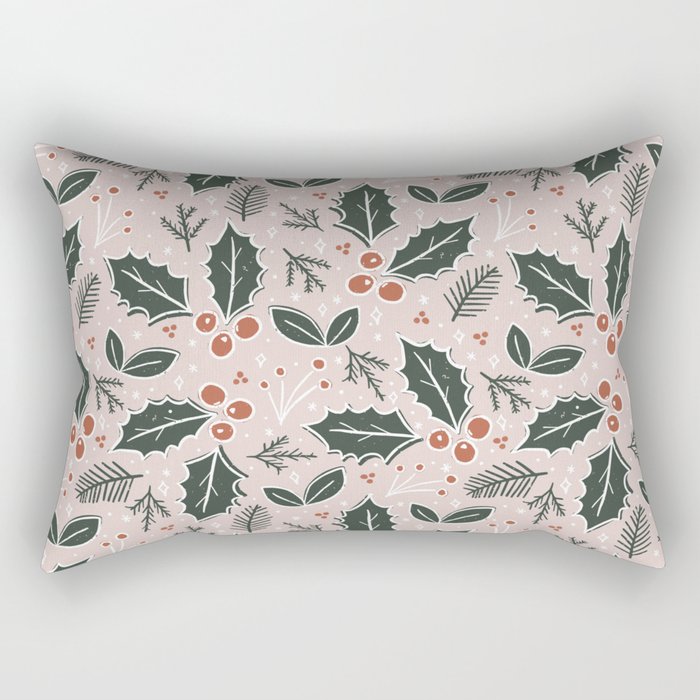 Holly-days . Light Blush Rectangular Pillow Gallery Image 1