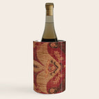 Antique Distressed Red Silk with Palmettes and Birds Wine Chiller Gallery Image 2