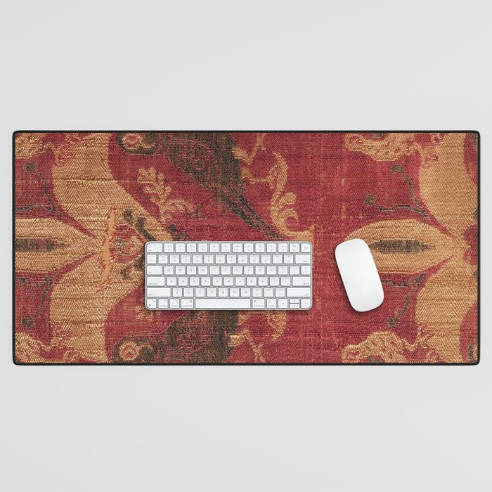 Antique Distressed Red Silk with Palmettes and Birds Desk Mat Gallery Image 1