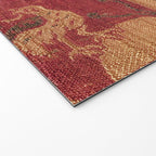 Antique Distressed Red Silk with Palmettes and Birds Welcome Mat Gallery Image 2
