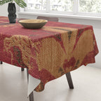Antique Distressed Red Silk with Palmettes and Birds Tablecloth Gallery Image 3