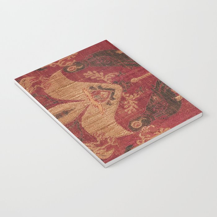 Antique Distressed Red Silk with Palmettes and Birds Notebook Gallery Image 3