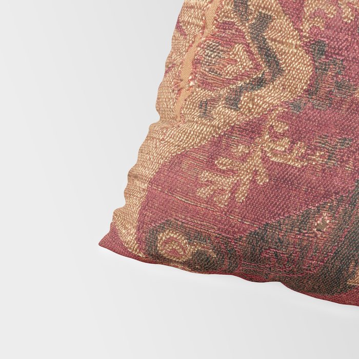 Antique Distressed Red Silk with Palmettes and Birds Pillow Sham Gallery Image 4