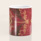 Antique Distressed Red Silk with Palmettes and Birds Coffee Mug Gallery Image 4