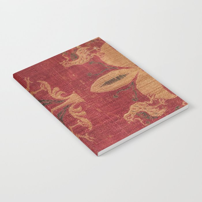 Antique Distressed Red Silk with Palmettes and Birds Notebook Gallery Image 2
