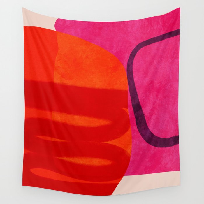 relations - shapes minimal painting abstract Wall Tapestry Gallery Image 1
