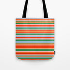 Colorful Stripes in Orange, Green, Pale Pink, and Baby Blue Tote Bag Gallery Image 1