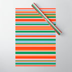 Colorful Stripes in Orange, Green, Pale Pink, and Baby Blue Wrapping Paper Gallery Image 1