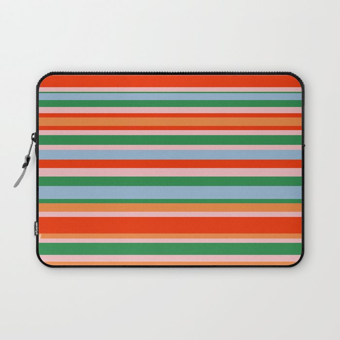 Colorful Stripes in Orange, Green, Pale Pink, and Baby Blue Laptop Sleeve Gallery Image 1