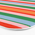 Colorful Stripes in Orange, Green, Pale Pink, and Baby Blue Bath Mat Gallery Image 3