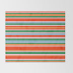 Colorful Stripes in Orange, Green, Pale Pink, and Baby Blue Throw Blanket Gallery Image 2