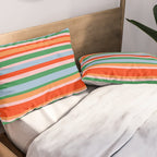Colorful Stripes in Orange, Green, Pale Pink, and Baby Blue Pillow Sham Gallery Image 2