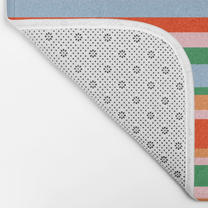 Colorful Stripes in Orange, Green, Pale Pink, and Baby Blue Bath Mat Gallery Image 2