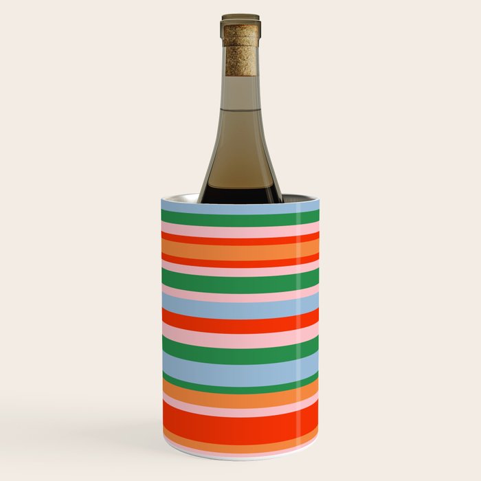Colorful Stripes in Orange, Green, Pale Pink, and Baby Blue Wine Chiller Gallery Image 3
