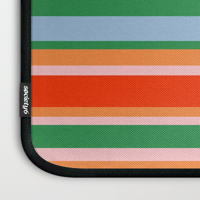 Colorful Stripes in Orange, Green, Pale Pink, and Baby Blue Laptop Sleeve Gallery Image 3