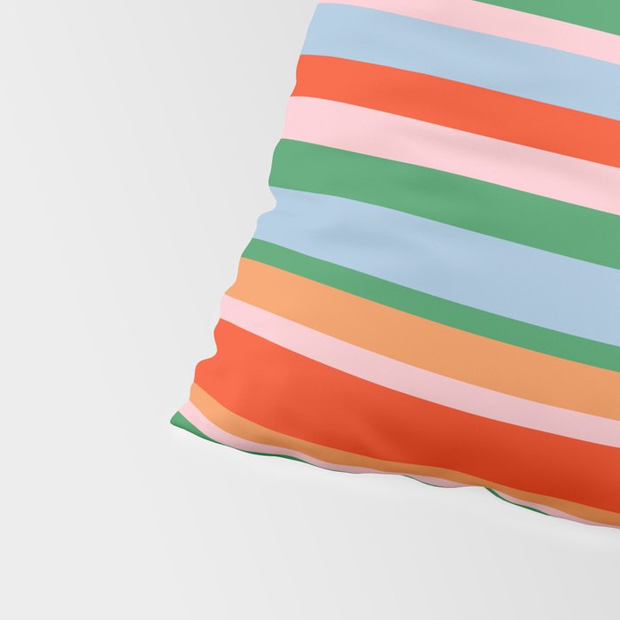 Colorful Stripes in Orange, Green, Pale Pink, and Baby Blue Pillow Sham Gallery Image 4