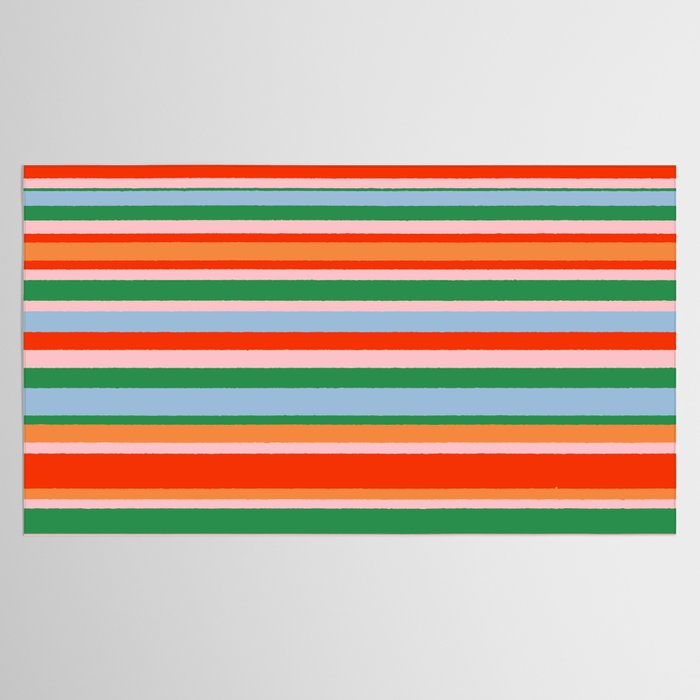 Colorful Stripes in Orange, Green, Pale Pink, and Baby Blue Tablecloth Gallery Image 2