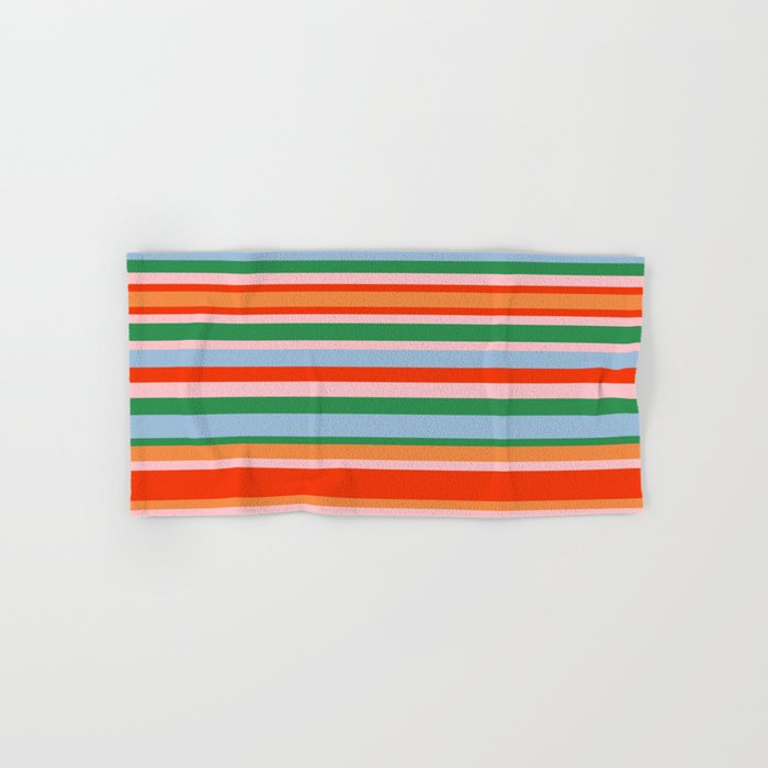 Colorful Stripes in Orange, Green, Pale Pink, and Baby Blue Bath Towel Gallery Image 1