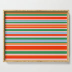 Colorful Stripes in Orange, Green, Pale Pink, and Baby Blue Serving Tray Gallery Image 1