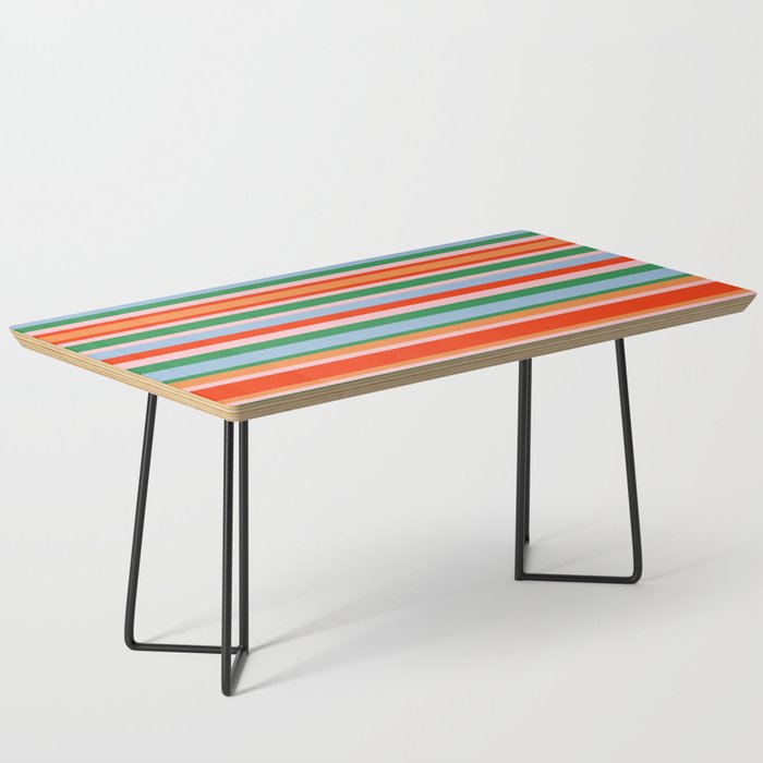 Colorful Stripes in Orange, Green, Pale Pink, and Baby Blue Coffee Table Gallery Image 1