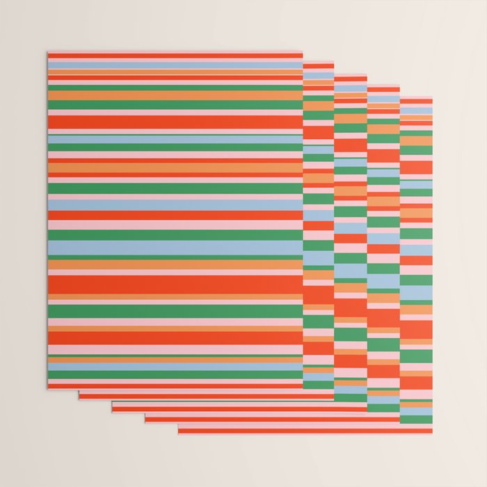 Colorful Stripes in Orange, Green, Pale Pink, and Baby Blue Wrapping Paper Gallery Image 3