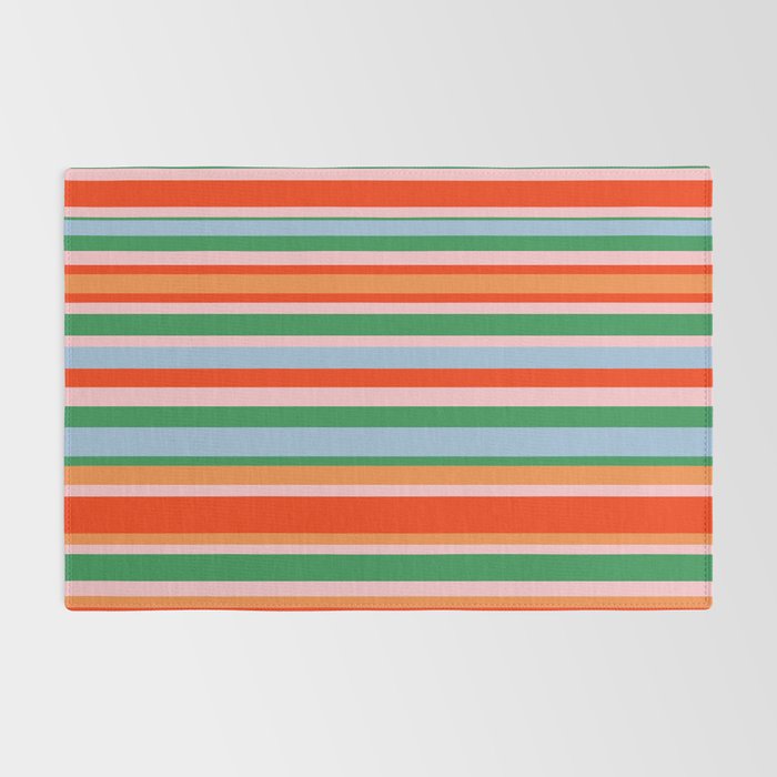 Colorful Stripes in Orange, Green, Pale Pink, and Baby Blue Rug Gallery Image 2
