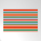 Colorful Stripes in Orange, Green, Pale Pink, and Baby Blue Welcome Mat Gallery Image 1