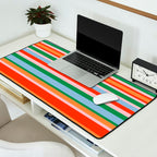 Colorful Stripes in Orange, Green, Pale Pink, and Baby Blue Desk Mat Gallery Image 2