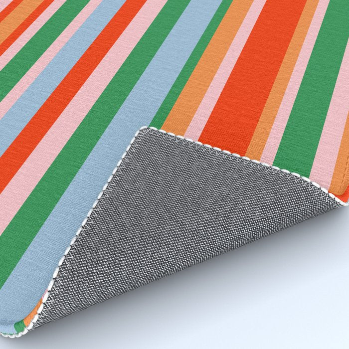Colorful Stripes in Orange, Green, Pale Pink, and Baby Blue Rug Gallery Image 4