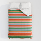 Colorful Stripes in Orange, Green, Pale Pink, and Baby Blue Comforter Gallery Image 6