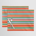 Colorful Stripes in Orange, Green, Pale Pink, and Baby Blue Placemat Gallery Image 1