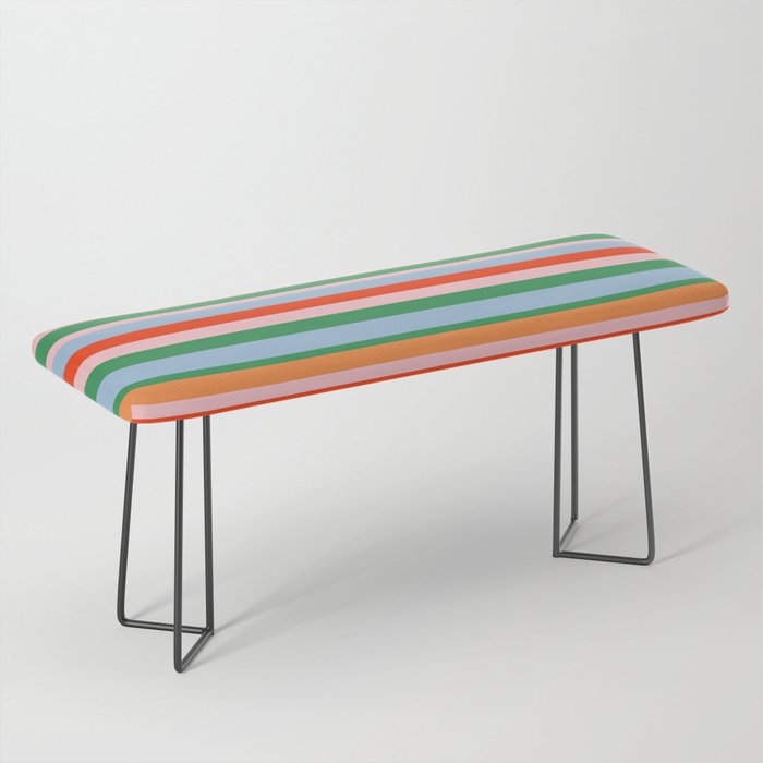 Colorful Stripes in Orange, Green, Pale Pink, and Baby Blue Bench Gallery Image 1