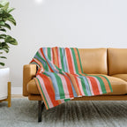 Colorful Stripes in Orange, Green, Pale Pink, and Baby Blue Throw Blanket Gallery Image 1