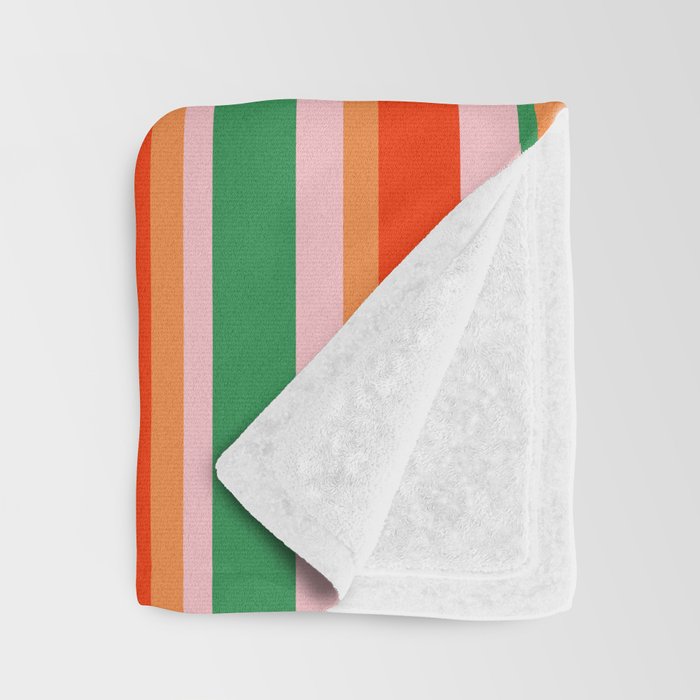 Colorful Stripes in Orange, Green, Pale Pink, and Baby Blue Throw Blanket Gallery Image 3