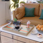 Colorful Stripes in Orange, Green, Pale Pink, and Baby Blue Serving Tray Gallery Image 2