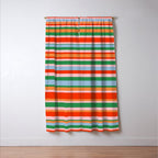 Colorful Stripes in Orange, Green, Pale Pink, and Baby Blue Window Curtain Gallery Image 3