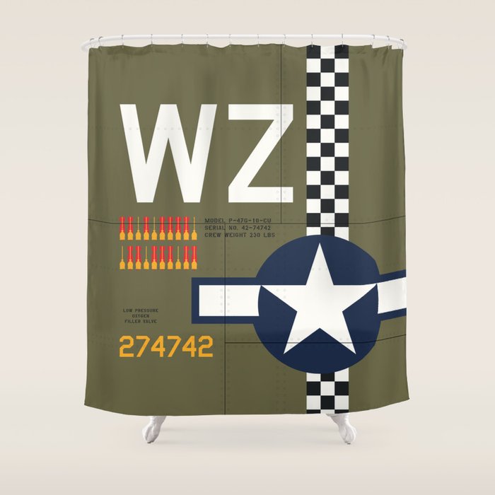 Aircraft Markings - USA P-47 Shower Curtain Gallery Image 1