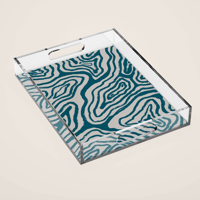 Aquamarine Brush Rivers Acrylic Tray Gallery Image 1