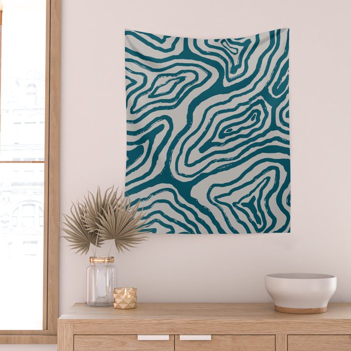 Aquamarine Brush Rivers Wall Tapestry Gallery Image 2