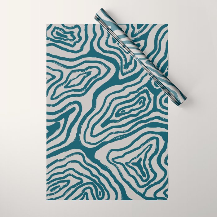 Aquamarine Brush Rivers Wrapping Paper Gallery Image 1