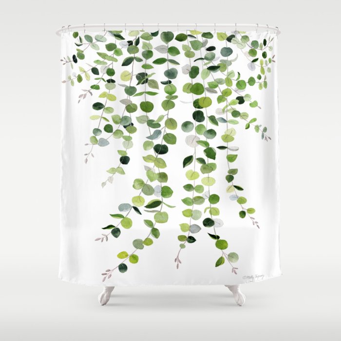 Eucalyptus Watercolor 8 Shower Curtain Gallery Image 1