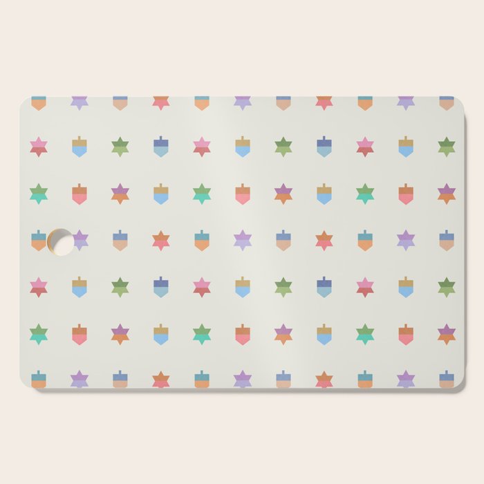 Happy Hanukkah | Dreidels & Star Pattern Cutting Board Gallery Image 1