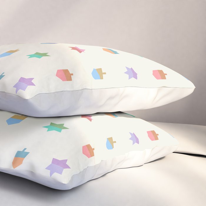 Happy Hanukkah | Dreidels & Star Pattern Pillow Sham Gallery Image 3
