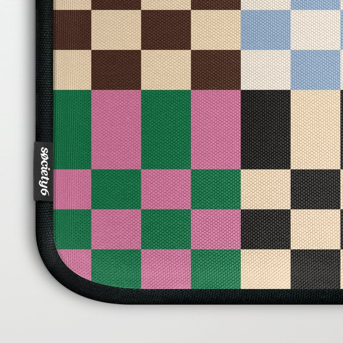 Retro 70s Colorful Patchwork Checkerboard Laptop Sleeve Gallery Image 3