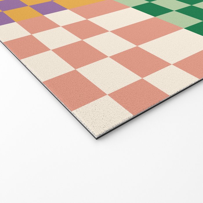 Retro 70s Colorful Patchwork Checkerboard Welcome Mat Gallery Image 2