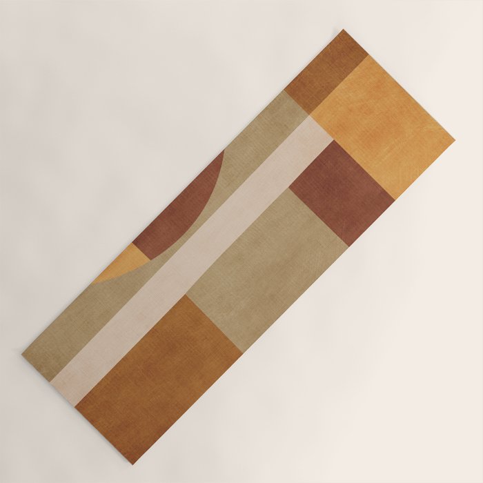 Modern Geometric Terra Beige Mustard Abstract Yoga Mat Gallery Image 1